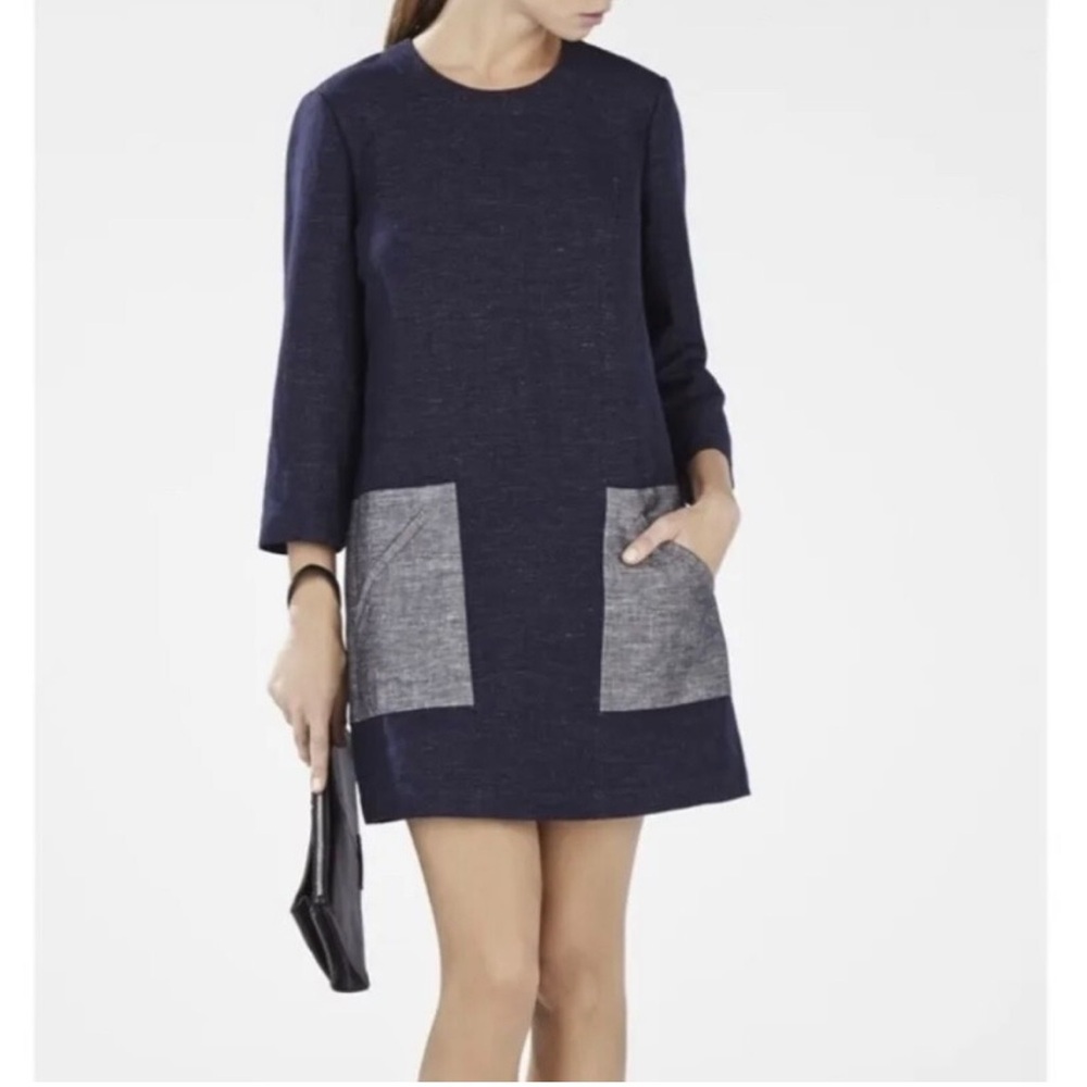 BCBGMaxAzria Navy and Gray Mini Dress​